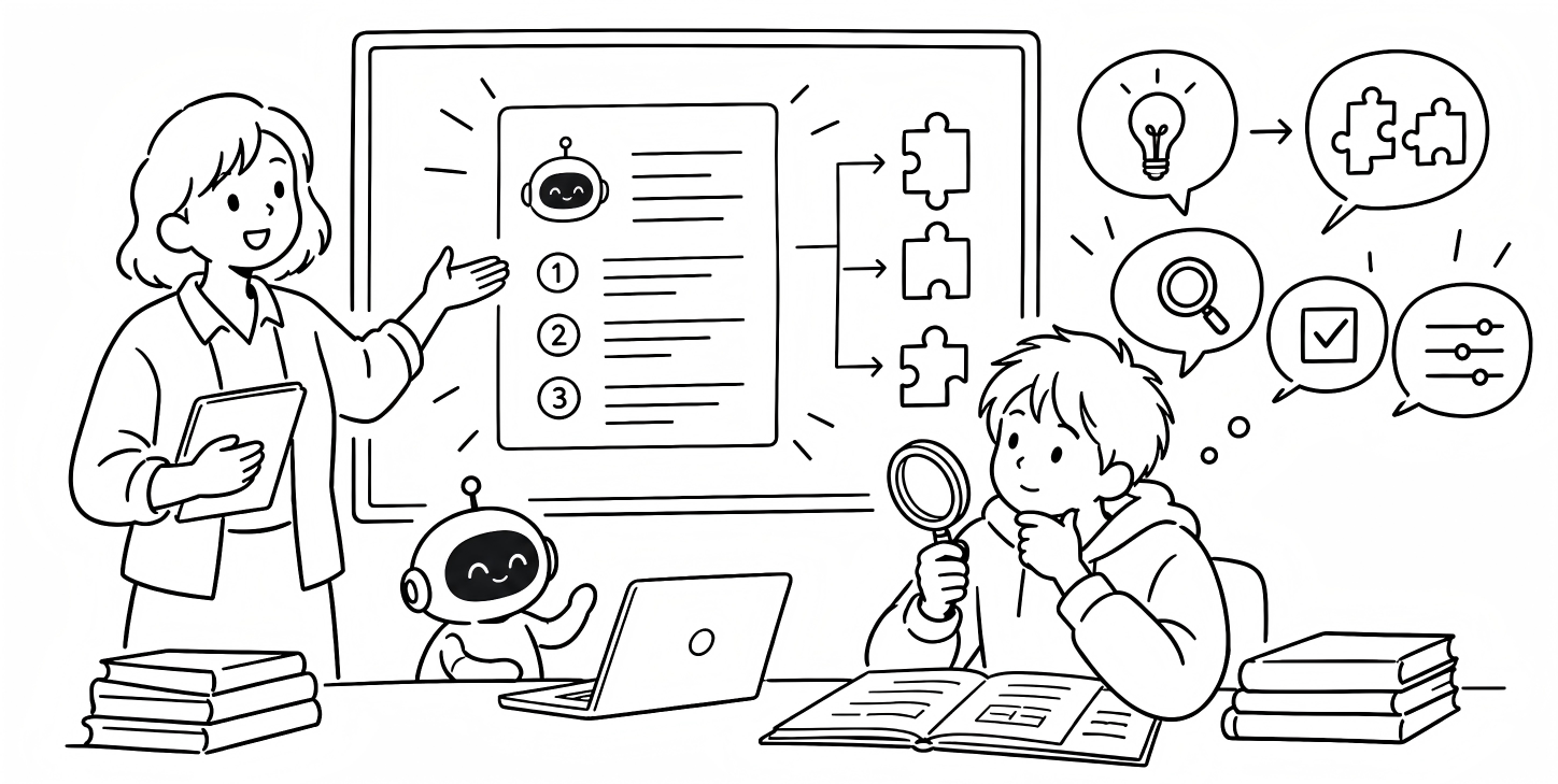 教师引导学生审视 AI 答案背后的问题定义、拆解与验证过程